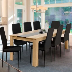 Table à manger 8 personnes hêtre et noire