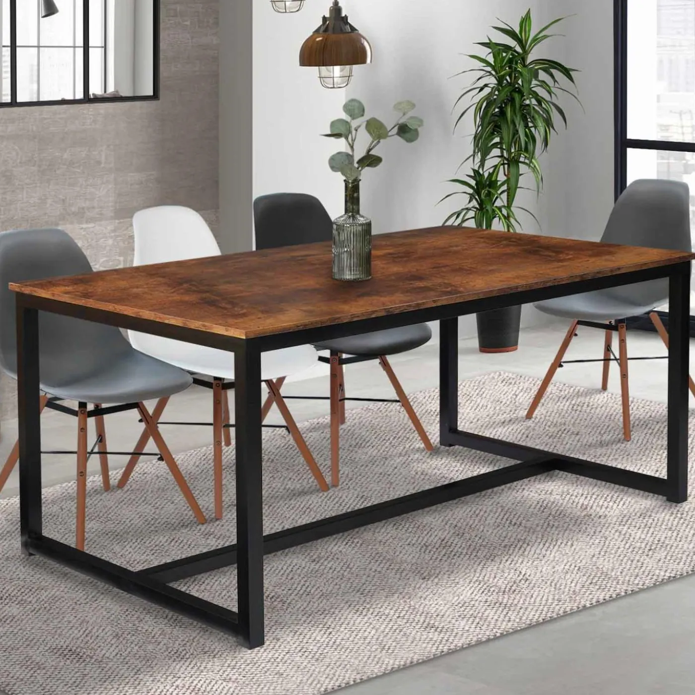 Table à manger 6 personnes style industriel 150 cm