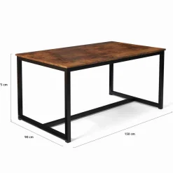 Table à manger 6 personnes style industriel 150 cm