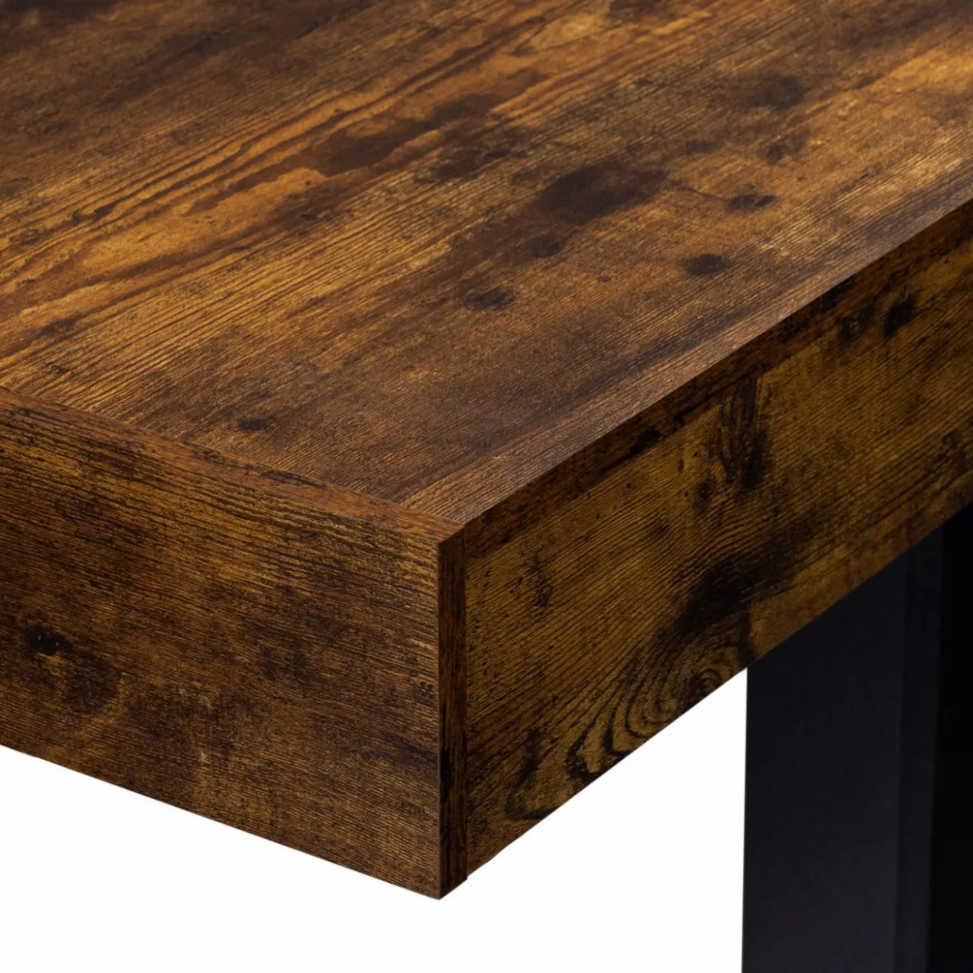 Table à manger 6 personnes bois effet vieilli et noir