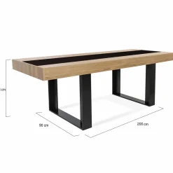 Table à manger 10 personnes en bois avec bande centrale noire