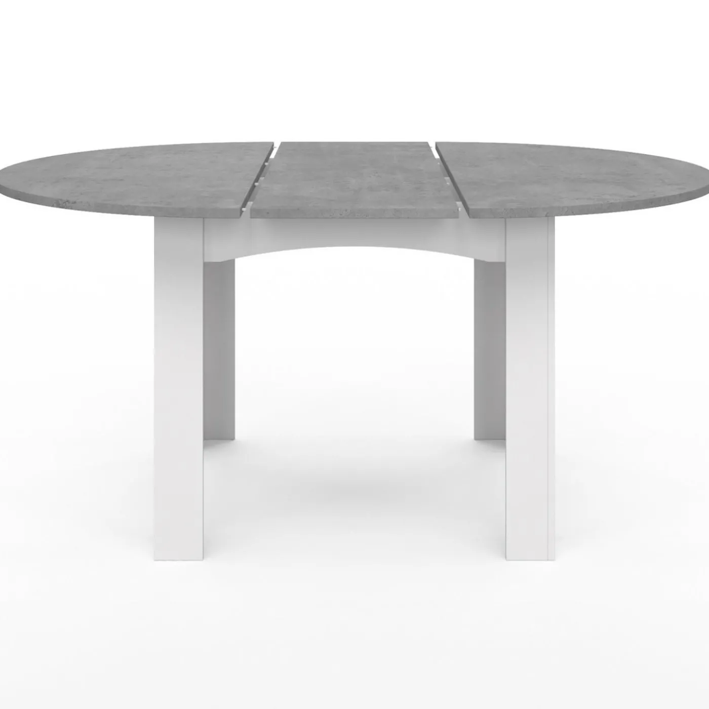 Table à manger blanche et plateau effet béton extensible ronde