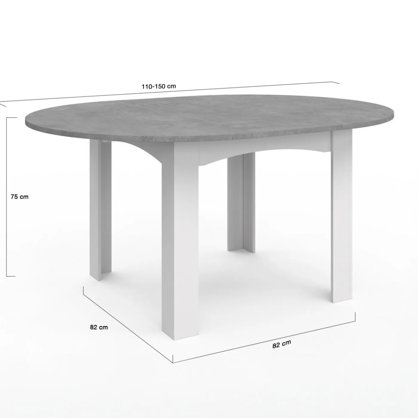 Table à manger blanche et plateau effet béton extensible ronde