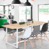 Table à manger blanche et bois extensible style industriel