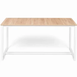 Table à manger blanche et bois extensible style industriel