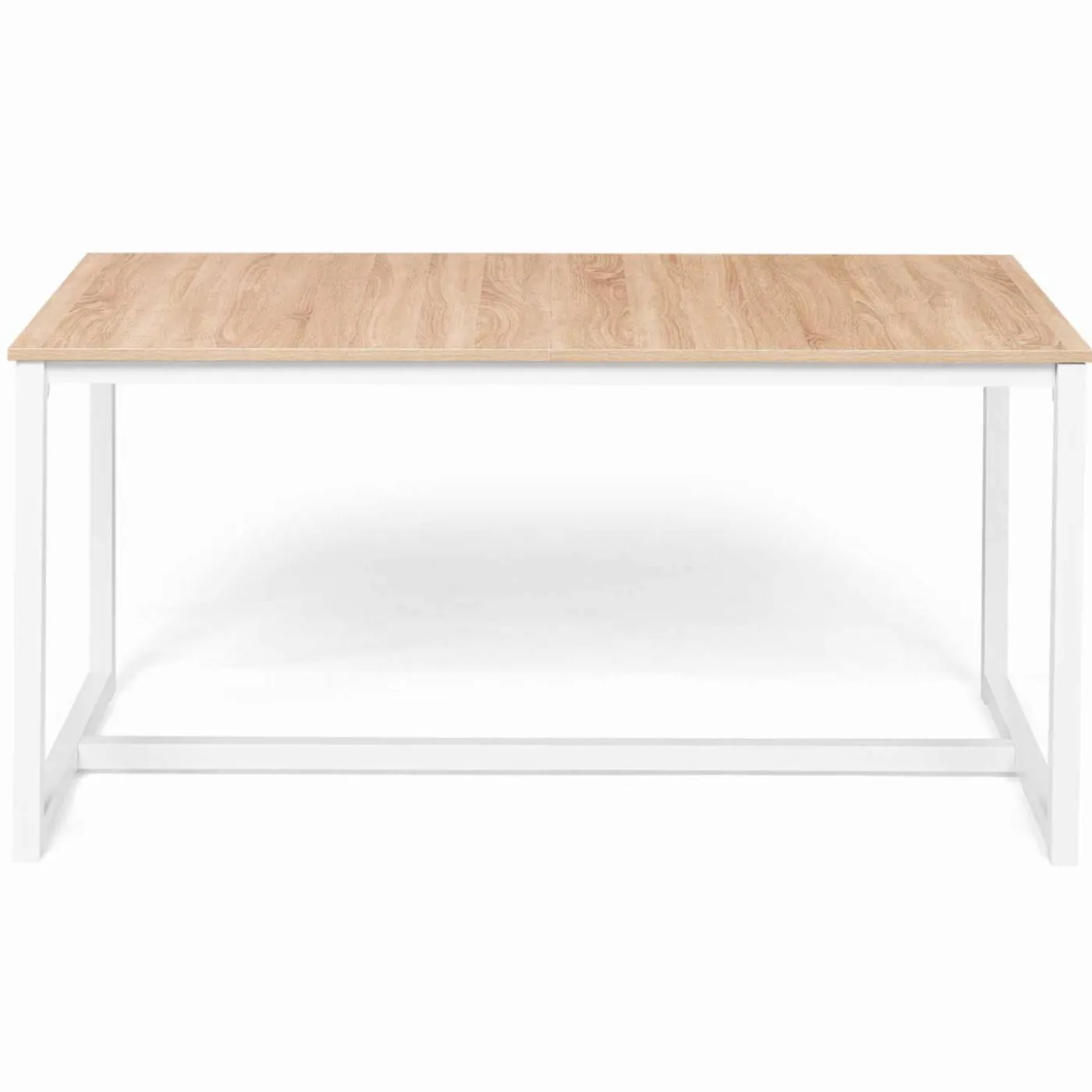 Table à manger blanche et bois extensible style industriel