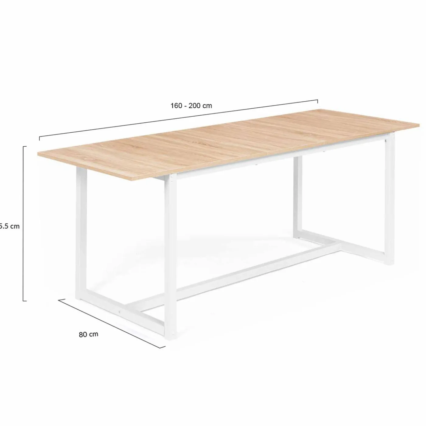 Table à manger blanche et bois extensible style industriel