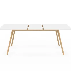 Table à manger blanche extensible 160-200 cm et 6 chaises scandinaves bois et blanc