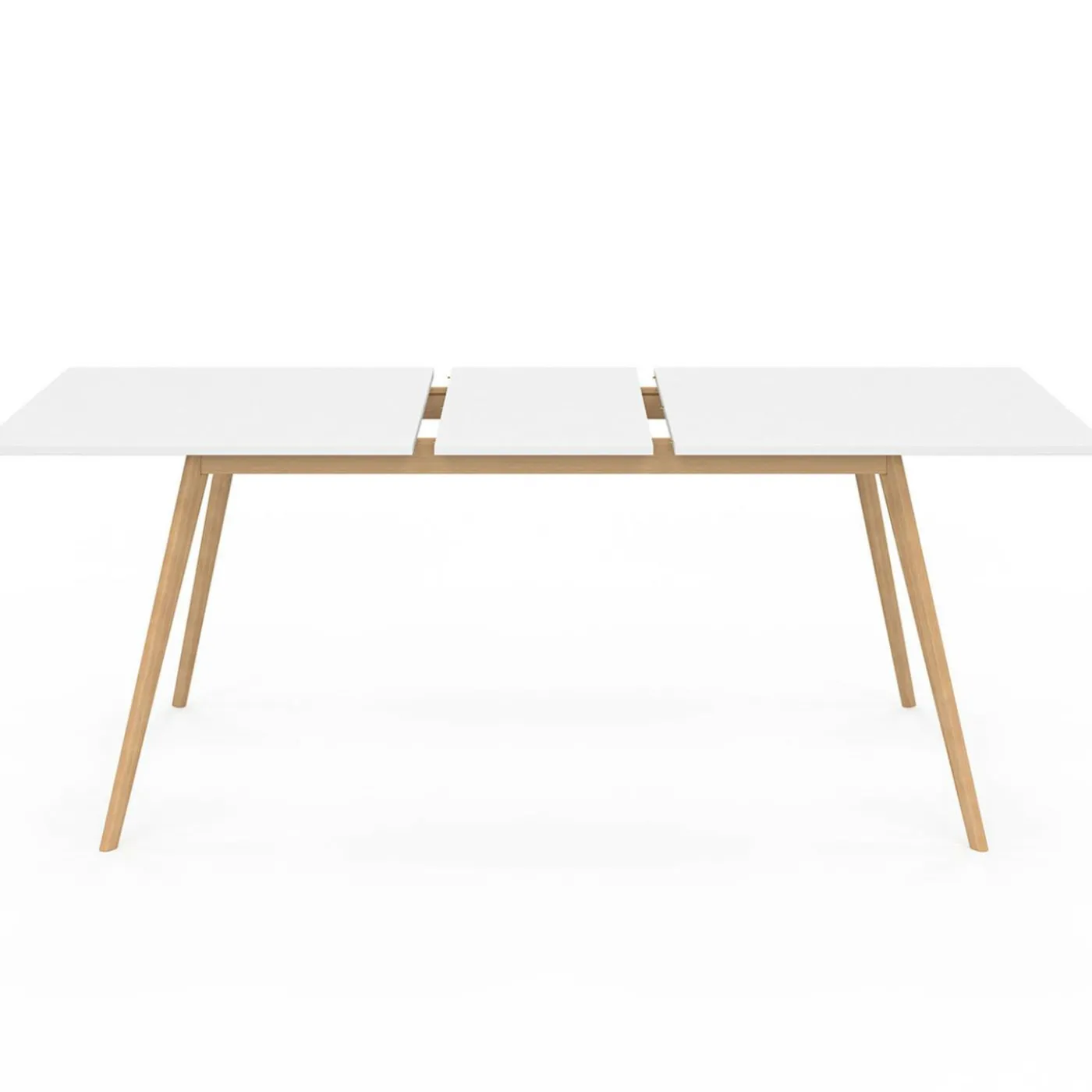 Table à manger blanche extensible 160-200 cm et 6 chaises scandinaves bois et blanc