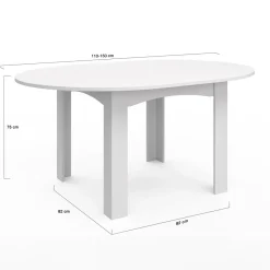 Table à manger blanche extensible ronde pour 4-8 personnes