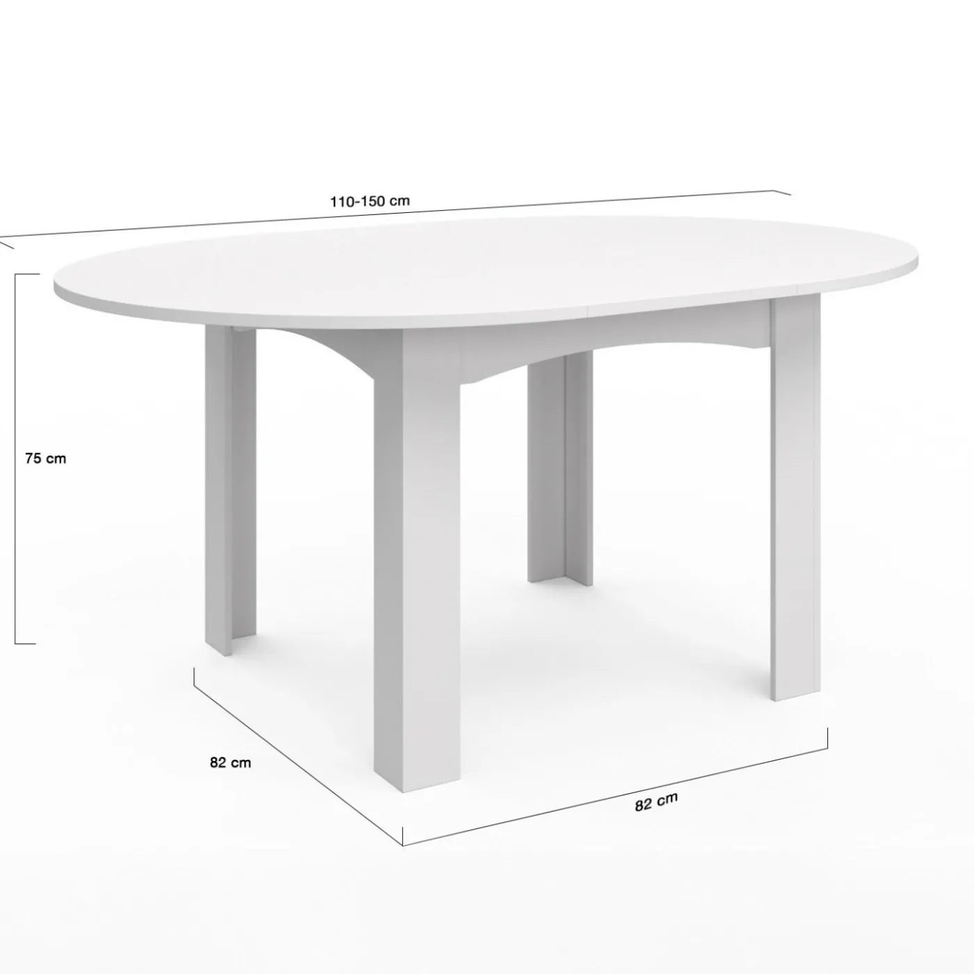 Table à manger blanche extensible ronde pour 4-8 personnes