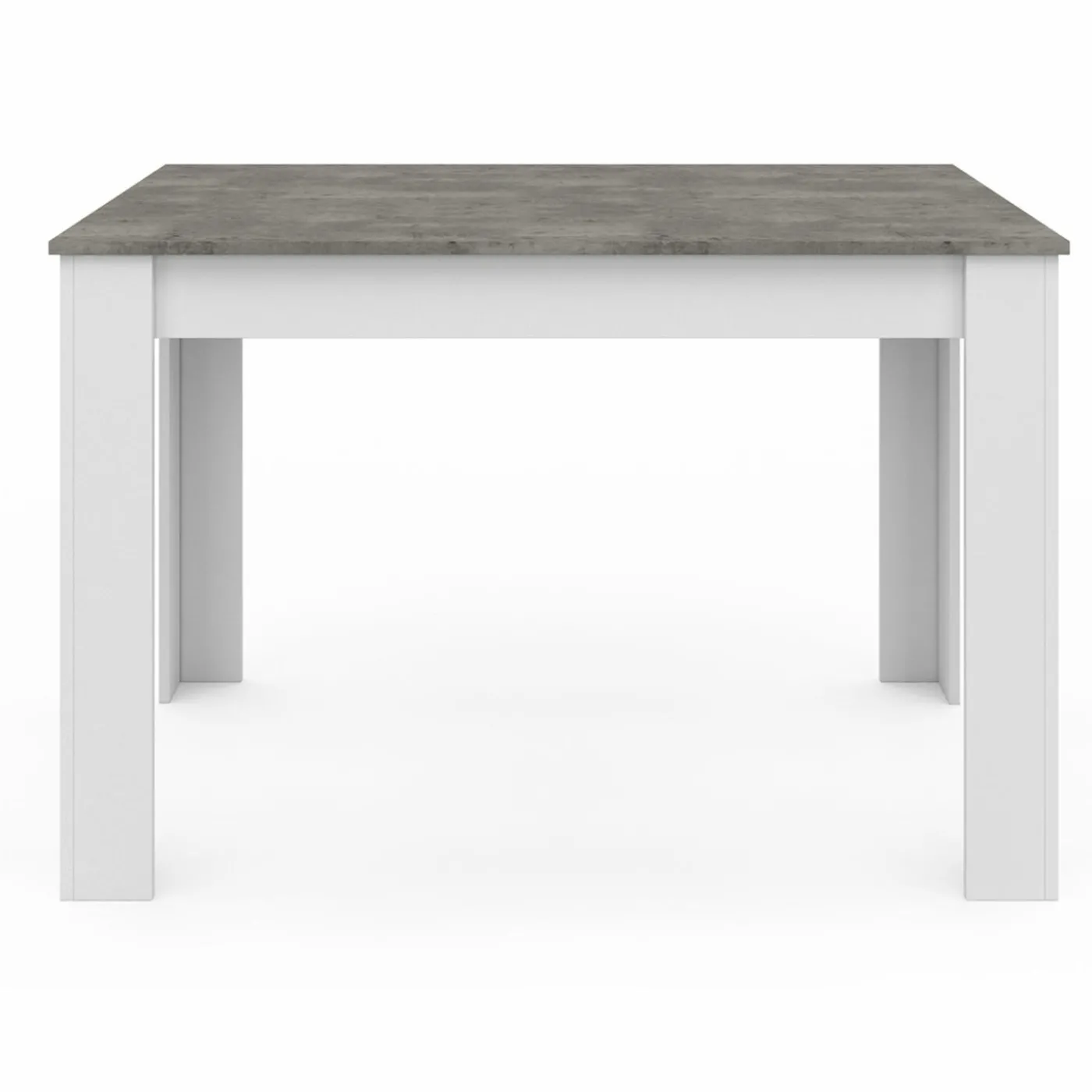 Table à manger blanche rectangle plateau effet béton 4 personnes