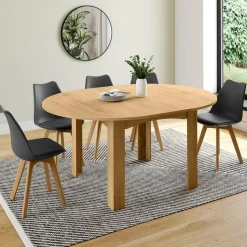 Table à manger bois extensible ronde pour 4-8 personnes
