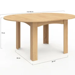 Table à manger bois extensible ronde pour 4-8 personnes