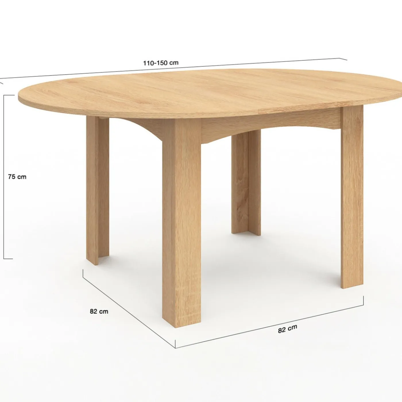 Table à manger bois extensible ronde pour 4-8 personnes