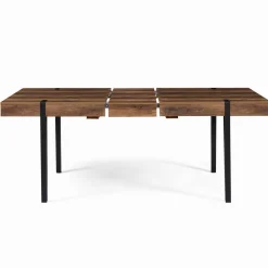 Table à manger bois foncé extensible 6-10 personnes avec pied épingle