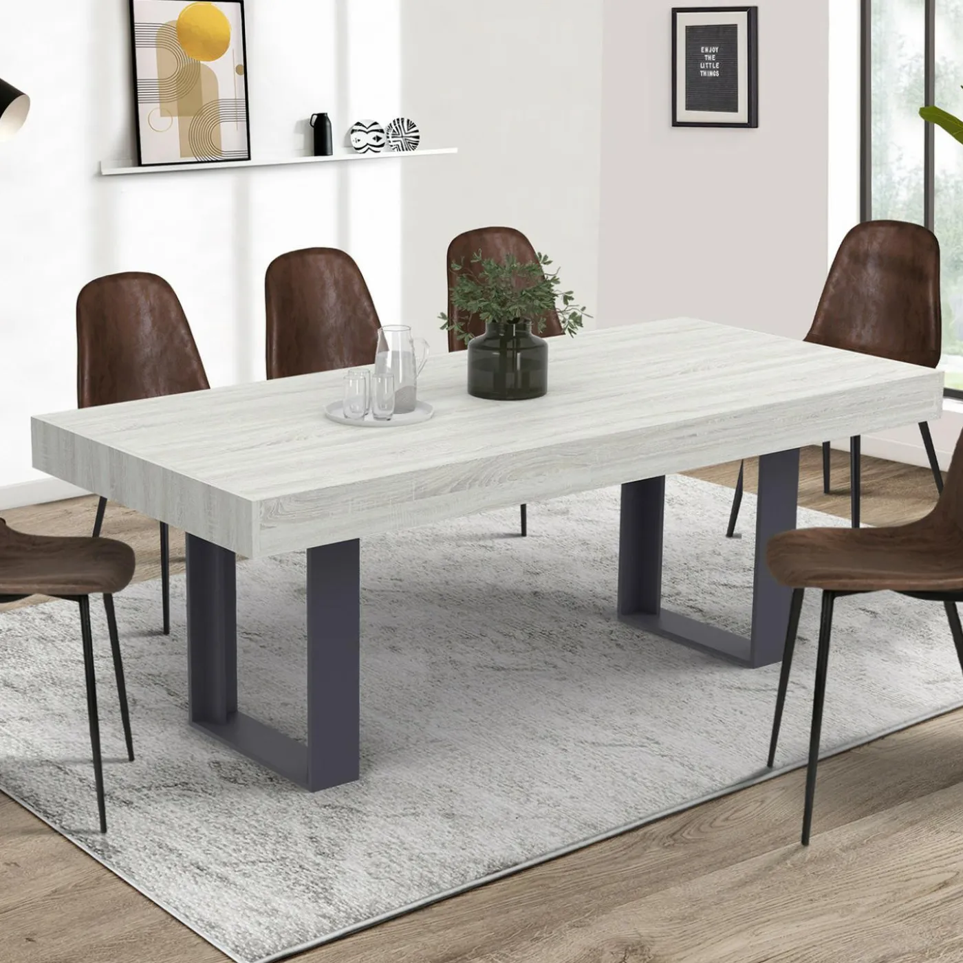 Table à manger bois gris 200 cm