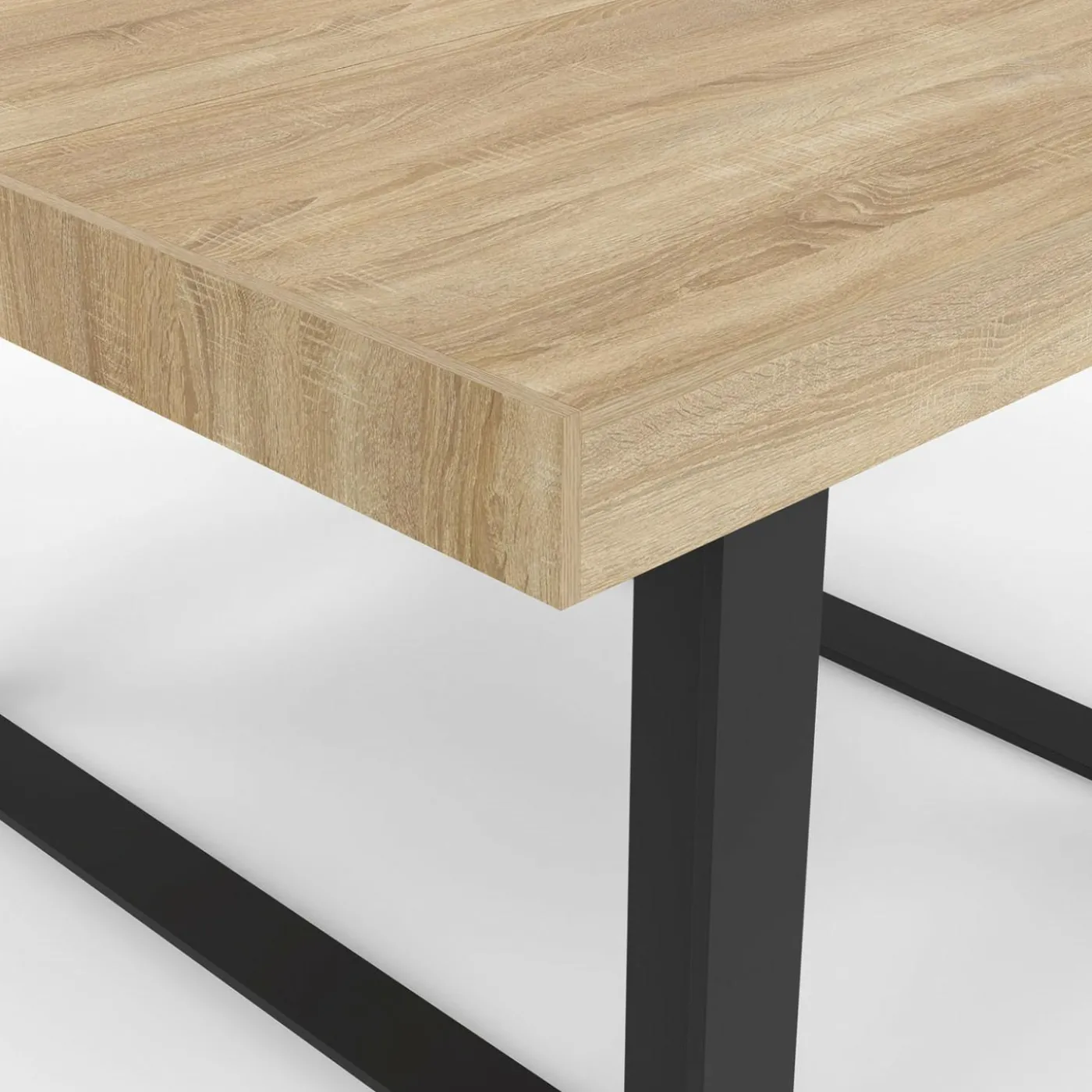 Table à manger carrée 6 personnes bois et noir