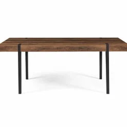 Table à manger effet bois vieilli et métal noir 200 cm 10 personnes