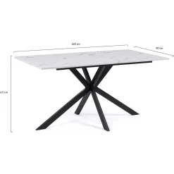 Table à manger effet marbre blanc