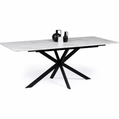 Table à manger extensible effet marbre blanc