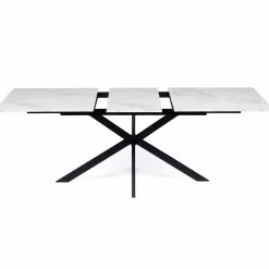 Table à manger extensible effet marbre blanc