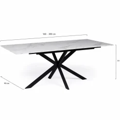 Table à manger extensible effet marbre blanc