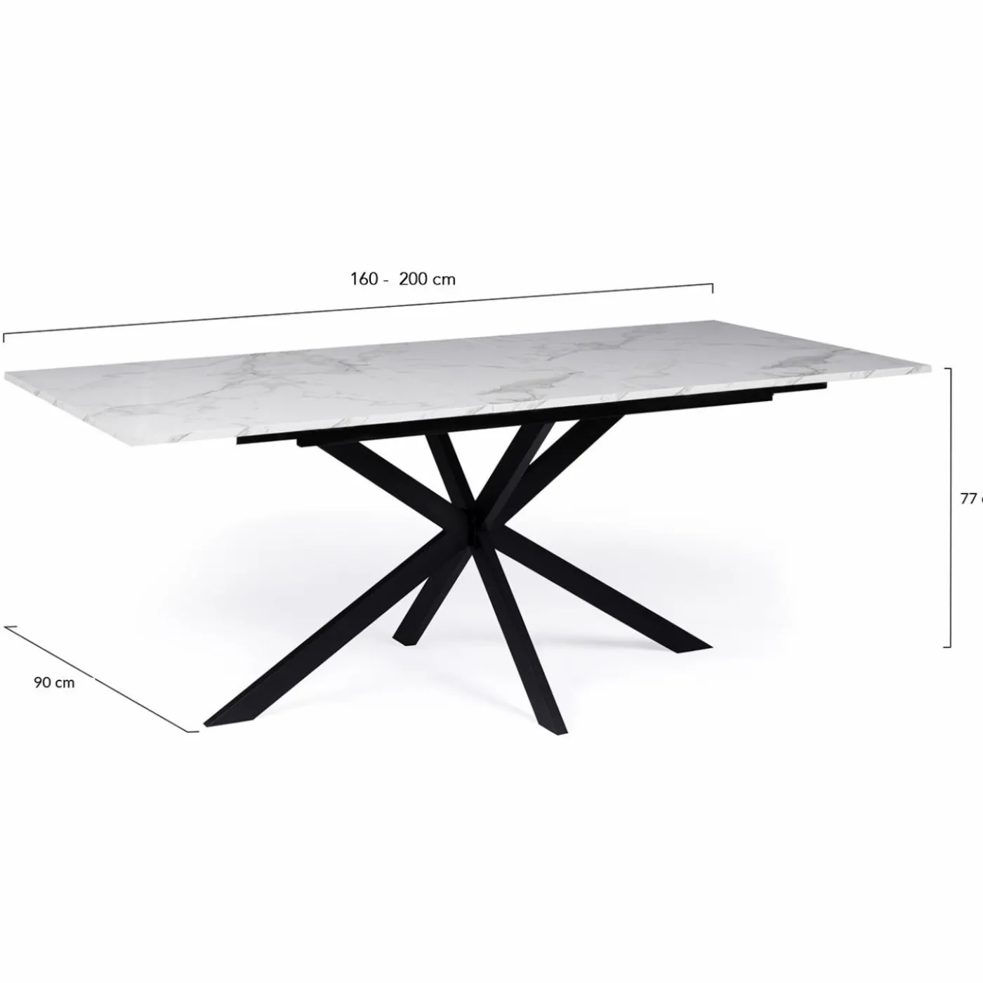 Table à manger extensible effet marbre blanc