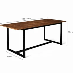 Table à manger extensible industrielle 6 à 10 personnes