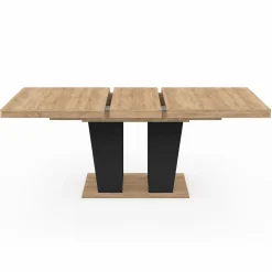 Table à manger extensible avec pied central bois et noir
