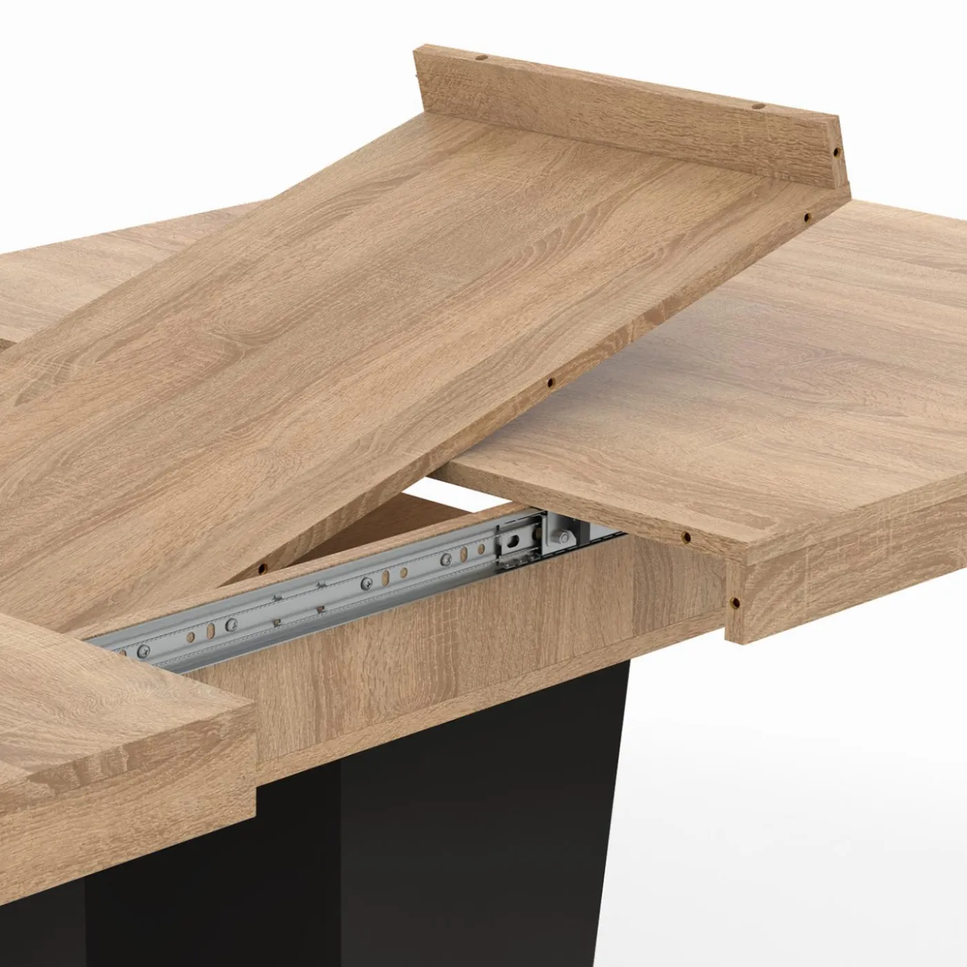 Table à manger extensible avec pied central bois et noir