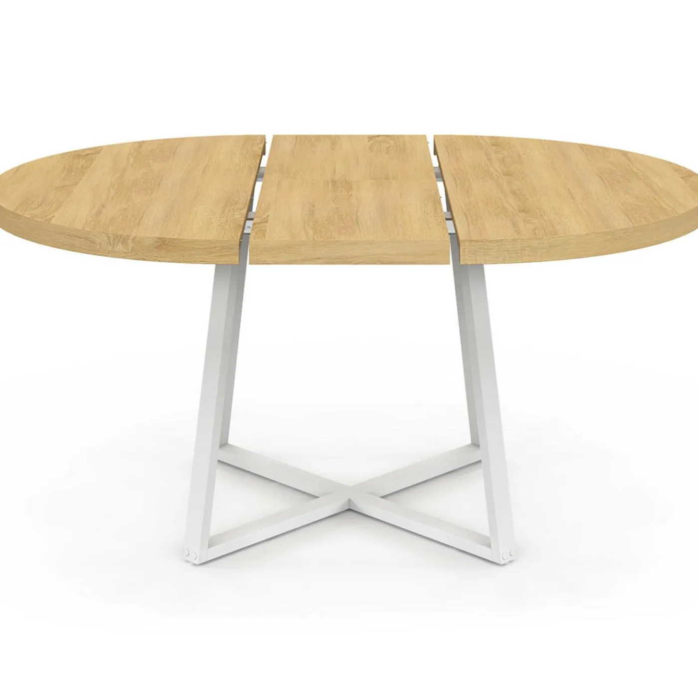 Table à manger extensible ronde 4-8 personnes bois et blanc 110-150 cm