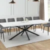Table à manger extensible rectangle 200-240 cm 8-12 personnes effet marbre blanc