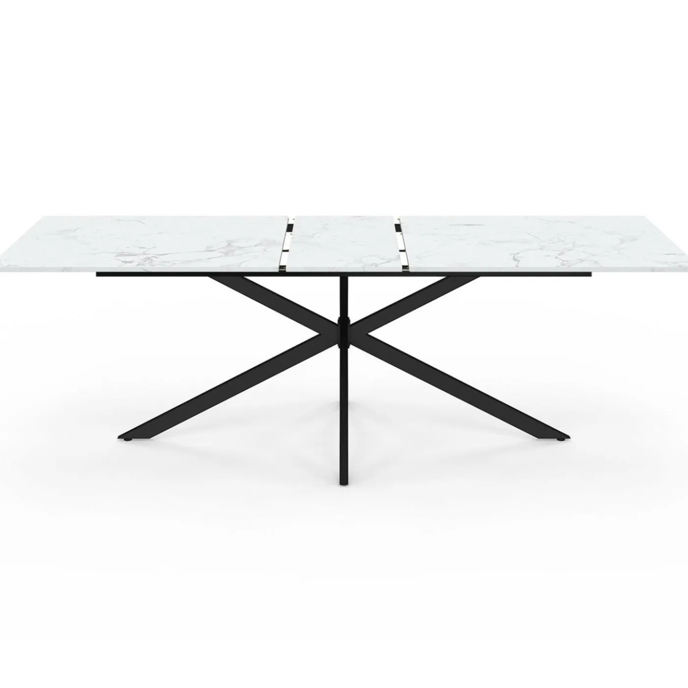 Table à manger extensible rectangle 200-240 cm 8-12 personnes effet marbre blanc
