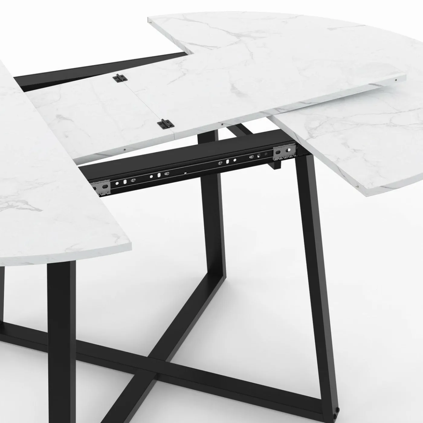 Table à manger extensible ronde 4-8 personnes noire