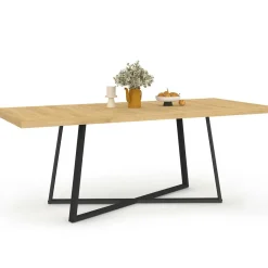 Table à manger extensible rectangle 160-200 cm 6-10 personnes bois et noir