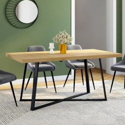 Table à manger extensible rectangle 160-200 cm 6-10 personnes bois et noir