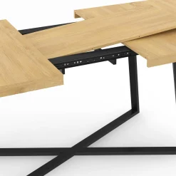 Table à manger extensible rectangle 160-200 cm 6-10 personnes bois et noir