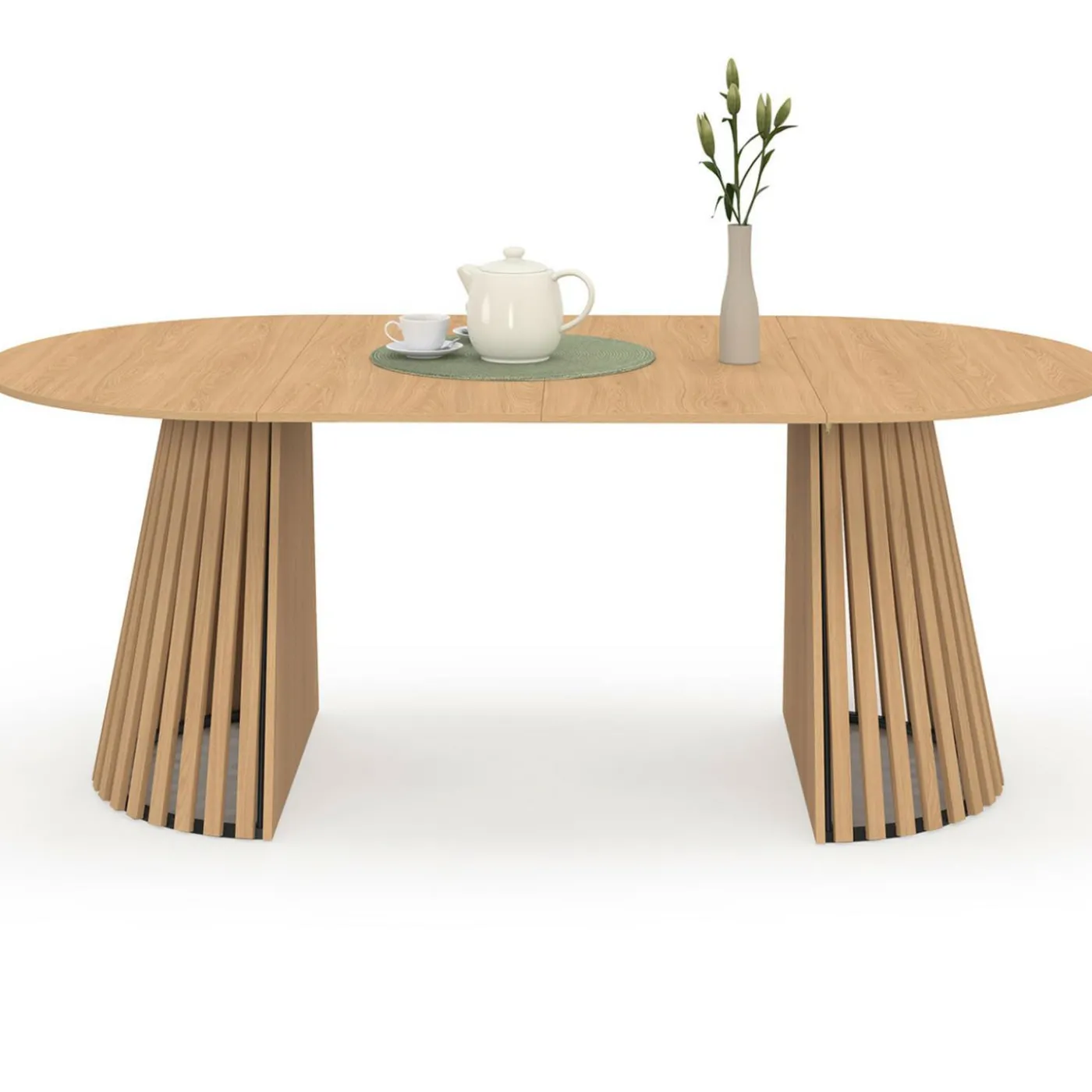 Table à manger extensible ronde 4-10 personnes pied bois 110-200 cm