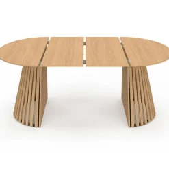 Table à manger extensible ronde 4-10 personnes pied bois 110-200 cm