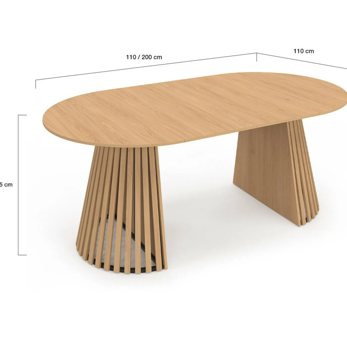 Table à manger extensible ronde 4-10 personnes pied bois 110-200 cm