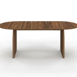 Table à manger extensible japandi ovale 6-10 personnes noyer 160 - 200 cm