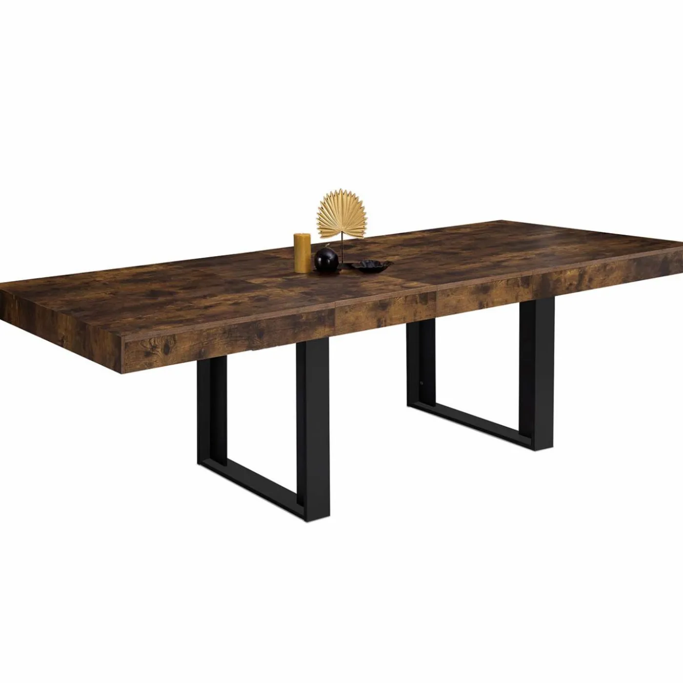 Table à manger extensible rectangle bois et noir