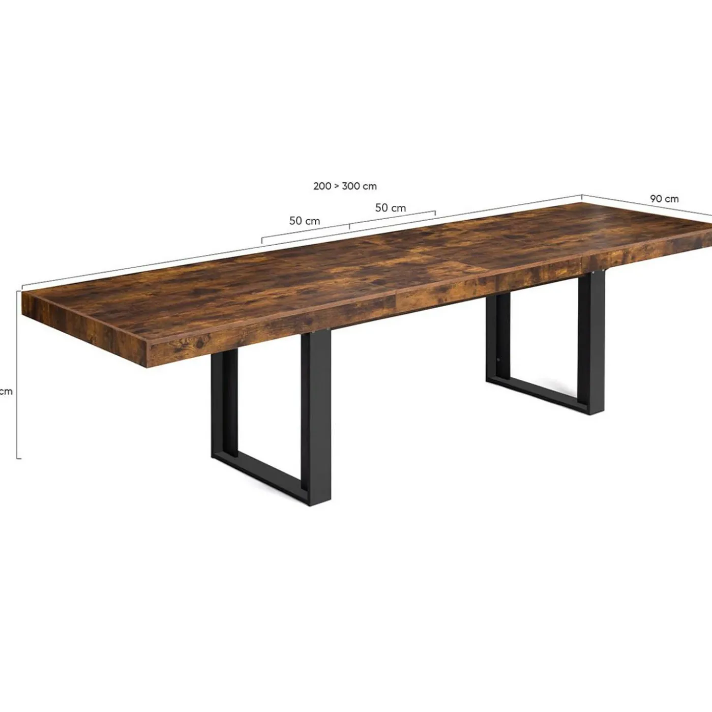 Table à manger extensible rectangle bois et noir