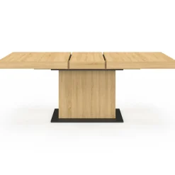 Table à manger extensible rectangle bois et socle noir
