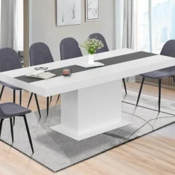 Table à manger extensible rectangle blanche 160x200 cm