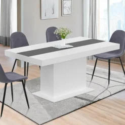 Table à manger extensible rectangle blanche 160x200 cm