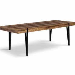Table à manger extensible en bois pieds épingle noir 8-12 personnes 200-240 cm