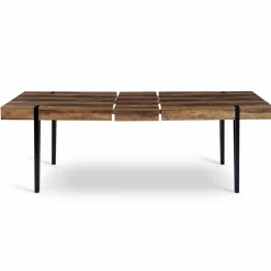 Table à manger extensible en bois pieds épingle noir 8-12 personnes 200-240 cm