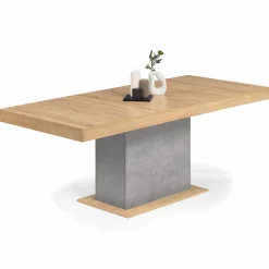 Table à manger extensible 6-10 personnes bois et effet béton